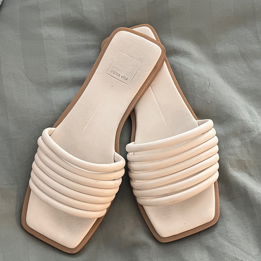Dolce Vita White Slide Sandals